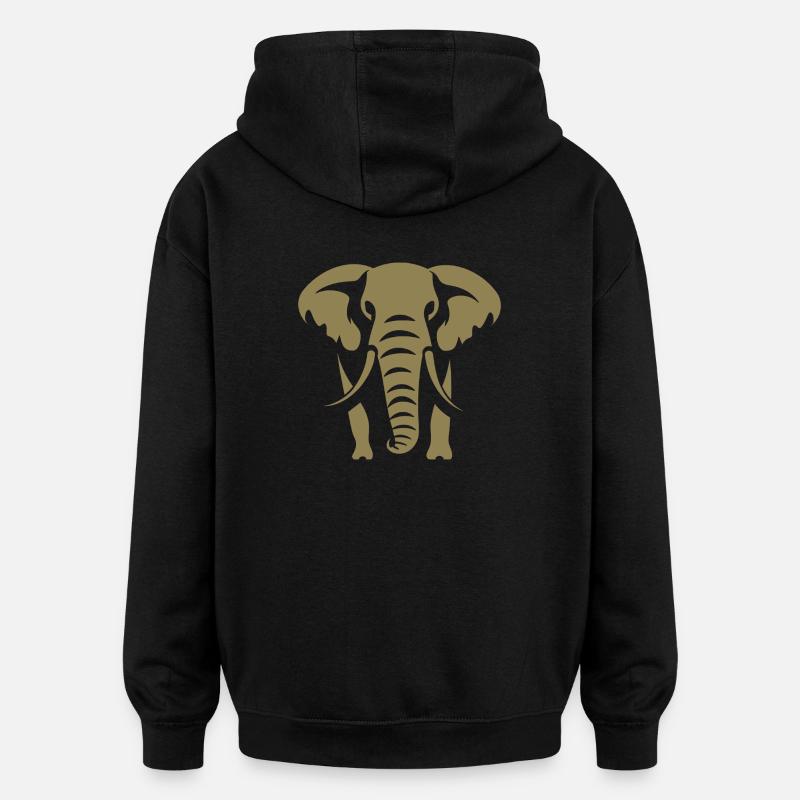 Elefant Silhouette - Oversized Unisex Hoodie - Schwarz