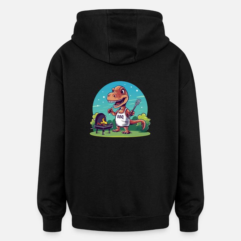 Mignon dinosaure comique au barbecue - Sweat à capuche oversize unisexe - noir
