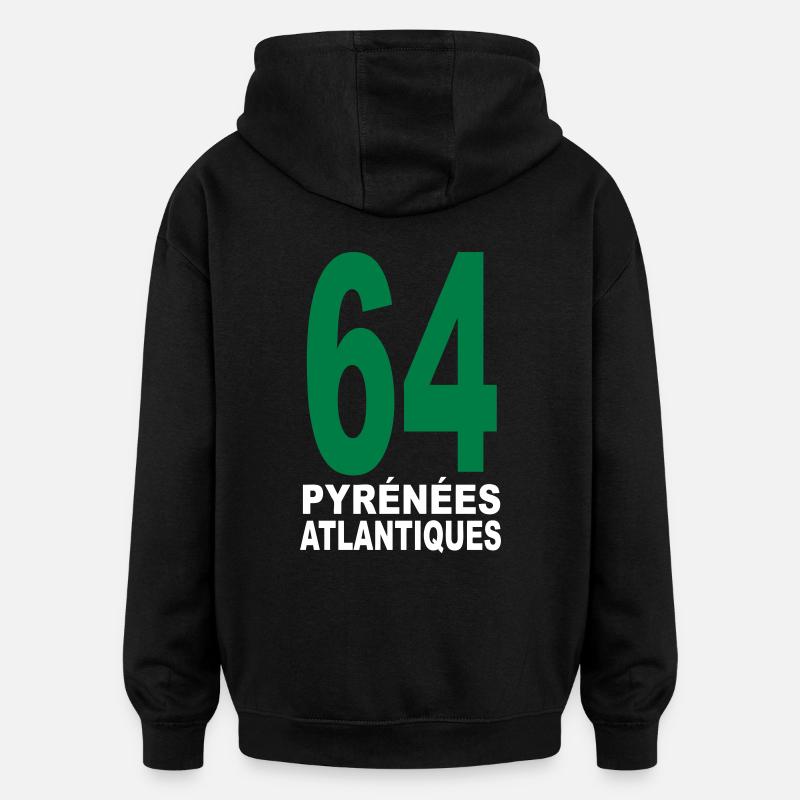 Pyrénées-Atlantiques 64 - Sweat à capuche oversize unisexe - noir