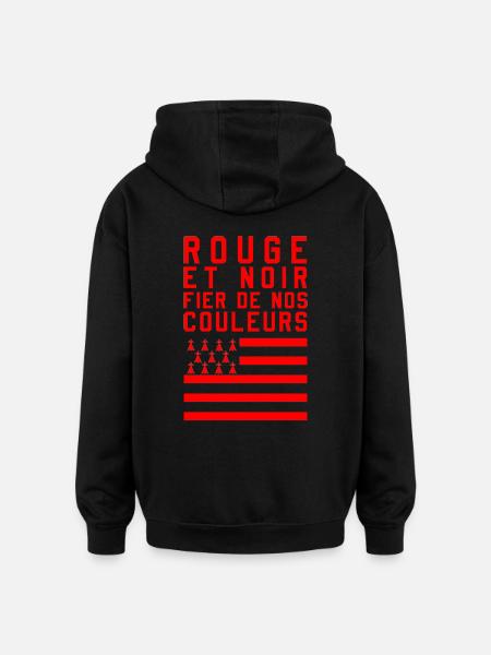 Rouge et Noir - Sweat à capuche oversize unisexe - noir