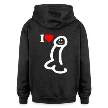 I love cock - Oversized Unisex Hoodie - Anthrazit - Hinten - Noah (186cm)
