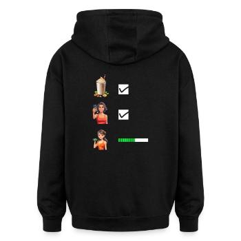 Checklist Gym - Protéines - Selfie - Entraînement - Sweat à capuche oversize unisexe - noir - Dos - Noah (186cm)
