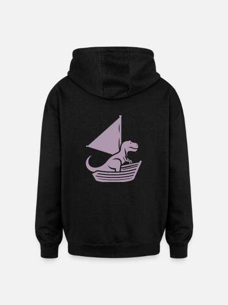 Cool Summer Sailboat T-Rex Silhouette - Oversized Unisex Hoodie - black