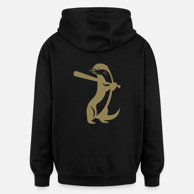 Silhouette de Baseball de loutre - Sweat à capuche oversize unisexe - noir
