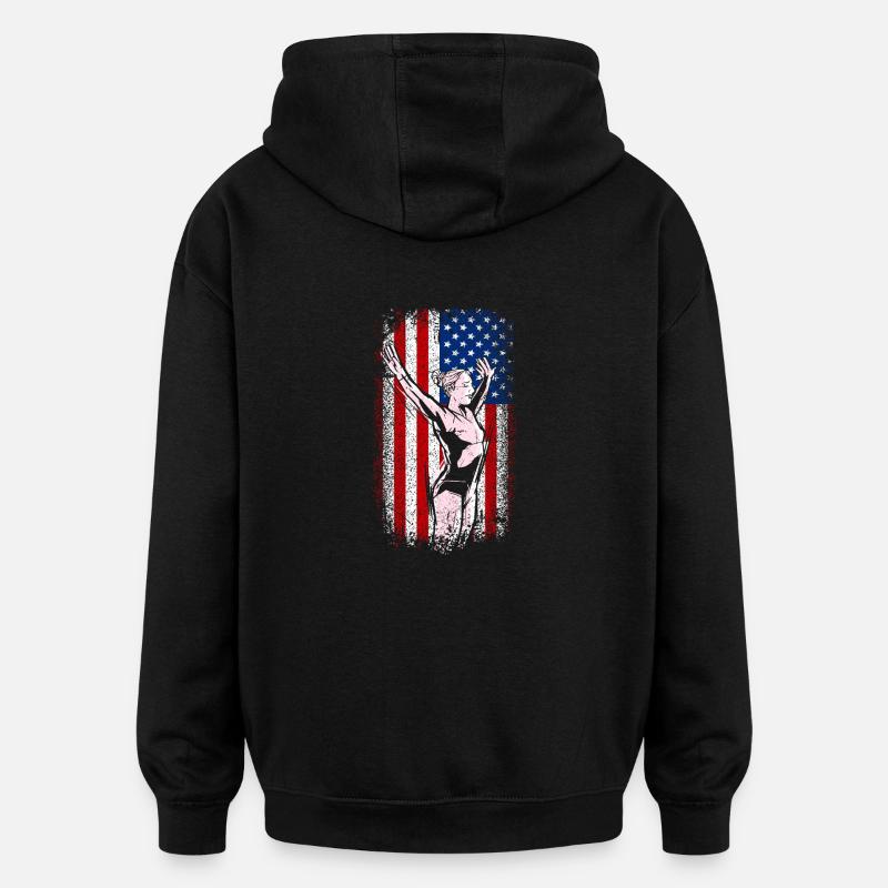 Usa drapeau américain gymnastique - Sweat à capuche oversize unisexe - noir