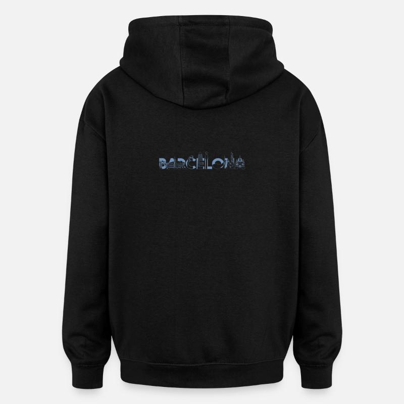 Barcelona Skyline Tshirt - Sweat à capuche oversize unisexe - noir