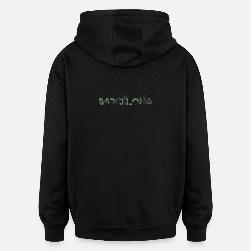 Barcelona Skyline Tshirt - Sweat à capuche oversize unisexe - noir