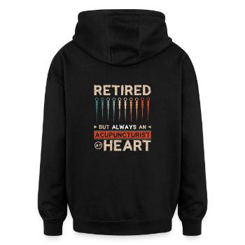 Retraité mais toujours acupuncteur dans l’âme - Sweat à capuche oversize unisexe - noir - Dos - Noah (186cm)