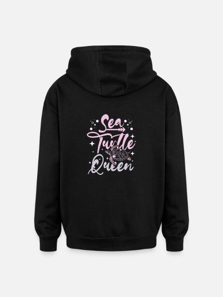 Sea Turtle queen - Oversized Unisex Hoodie - black