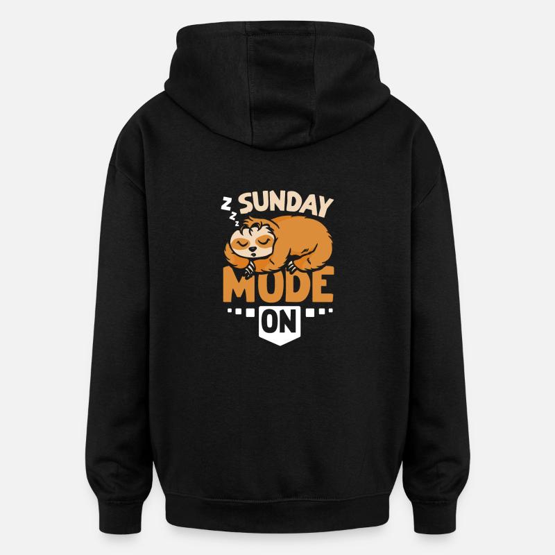 Sloth sunday mode on - Oversized Unisex Hoodie - black