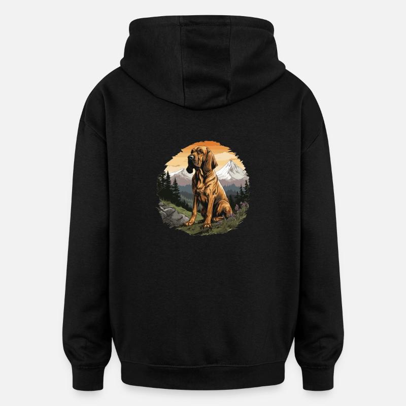 Chien Bloodhound - Sweat à capuche oversize unisexe - noir