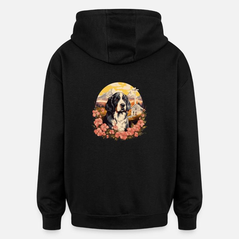 Chien Saint-Bernard - Sweat à capuche oversize unisexe - noir