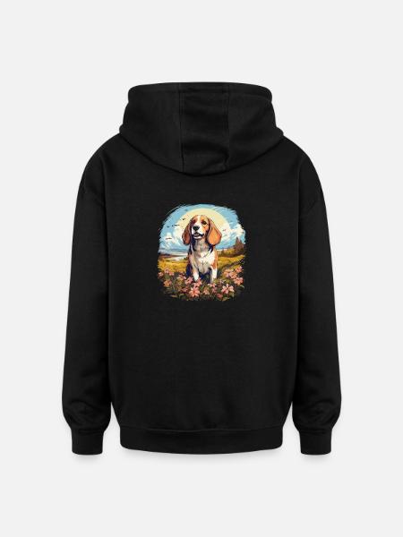 Dog Beagle - Oversized Unisex Hoodie - black