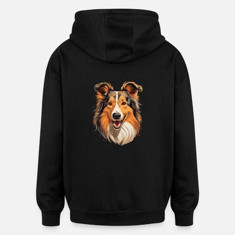 Chien Collie - Sweat à capuche oversize unisexe - noir