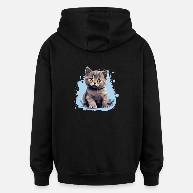 British Shorthair - Sweat à capuche oversize unisexe - noir