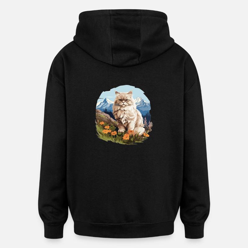 Chat persan Perser Katze - Sweat à capuche oversize unisexe - noir