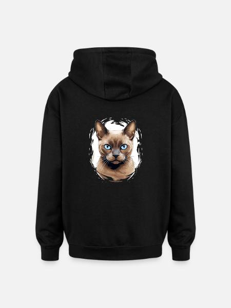 Chat birman Birmanie Katze - Sweat à capuche oversize unisexe - noir