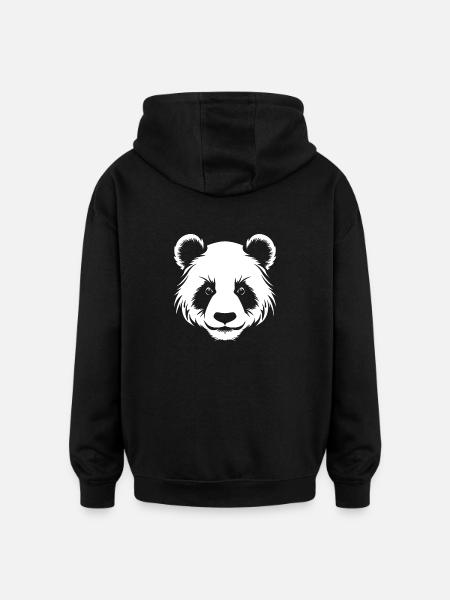 Panda Silhouette Head Portrait - Oversized Unisex Hoodie - black