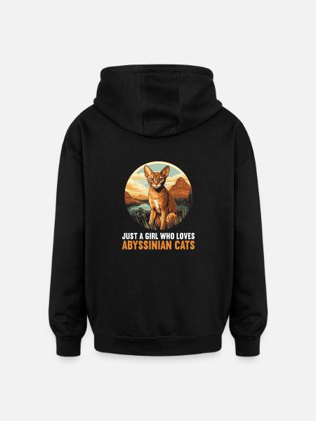 Abyssinian Cat Abessinierkatze - Oversized Unisex Hoodie - black