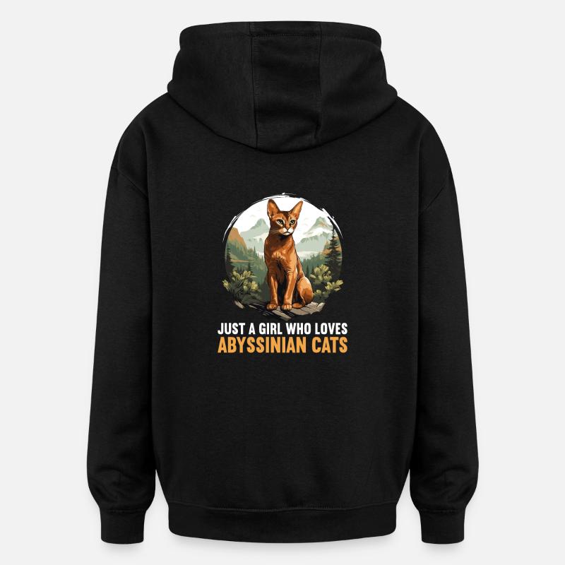 Chat d’Abyssinie Abessinierkatze - Sweat à capuche oversize unisexe - noir