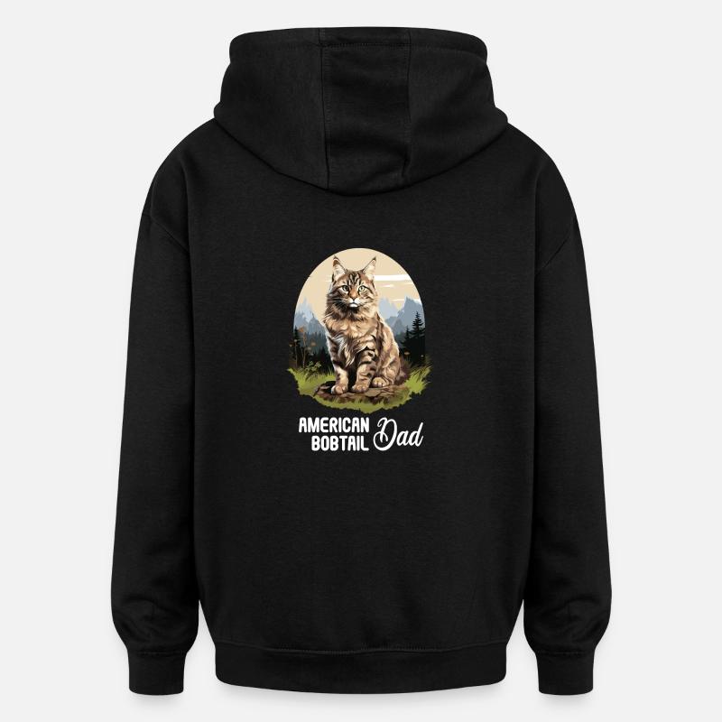 Cat Cats American Bobtail - Oversized Unisex Hoodie - black