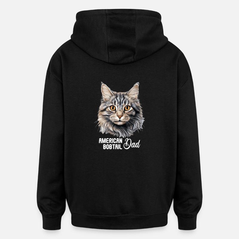 Chat Chats American Bobtail - Sweat à capuche oversize unisexe - noir
