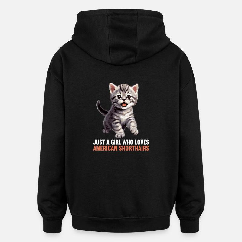 Chat Chats American Shorthair - Sweat à capuche oversize unisexe - noir