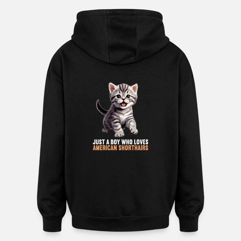 Chat Chats American Shorthair - Sweat à capuche oversize unisexe - noir