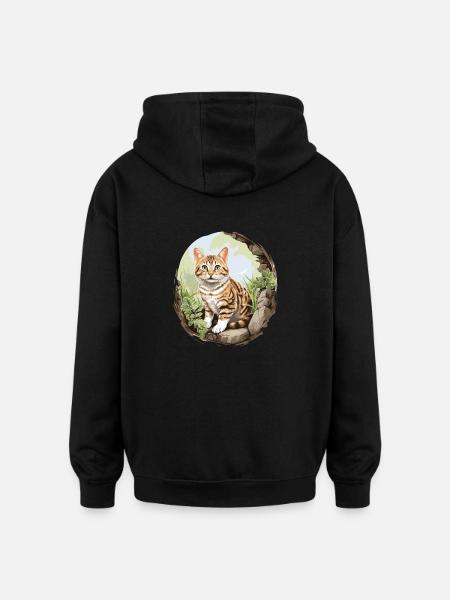 Cat Cats American Wirehair - Oversized Unisex Hoodie - black