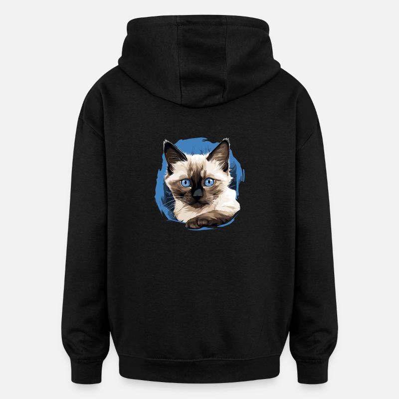 Chat balinais Balinesenkatze - Sweat à capuche oversize unisexe - noir