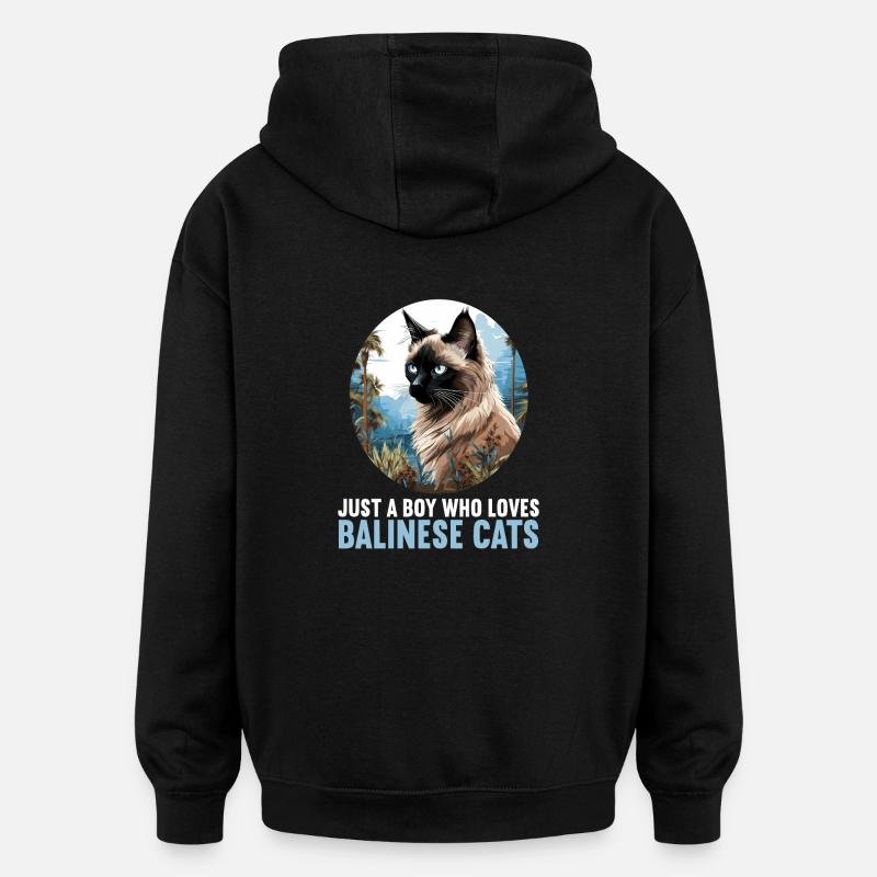 Chat balinais Balinesenkatze - Sweat à capuche oversize unisexe - noir