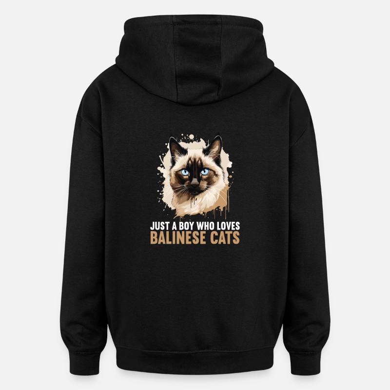 Chat balinais Balinesenkatze - Sweat à capuche oversize unisexe - noir