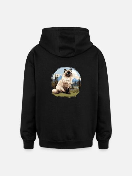 Birman Cat Birma Katze - Oversized Unisex Hoodie - black