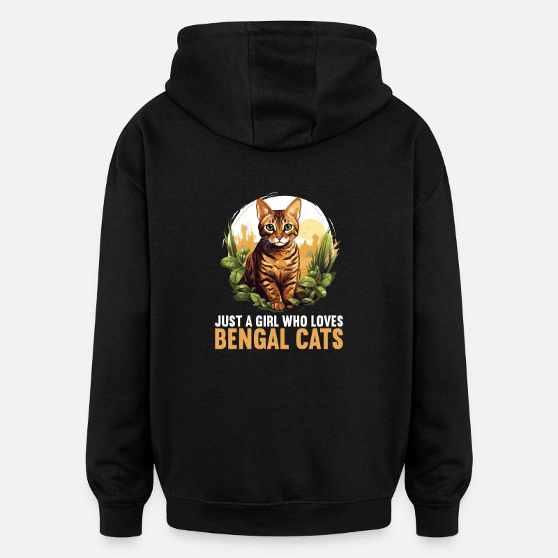 Chat du Bengale Bengalkatze - Sweat à capuche oversize unisexe - noir