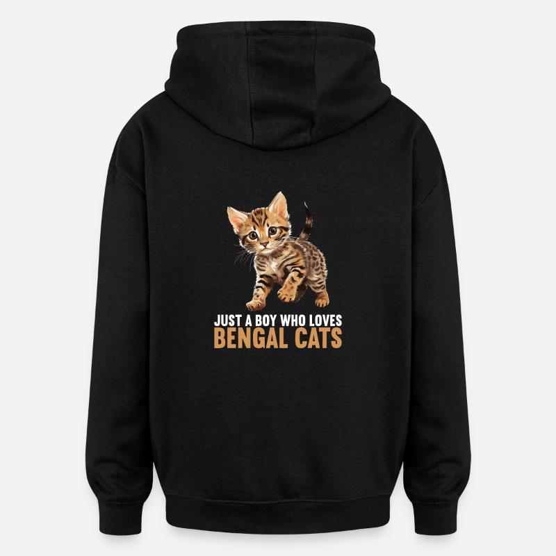 Chat du Bengale Bengalkatze - Sweat à capuche oversize unisexe - noir