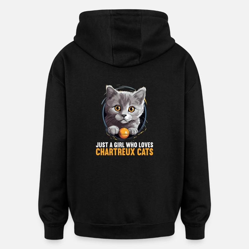 Chat Chartreux Chat Chartreux - Sweat à capuche oversize unisexe - noir