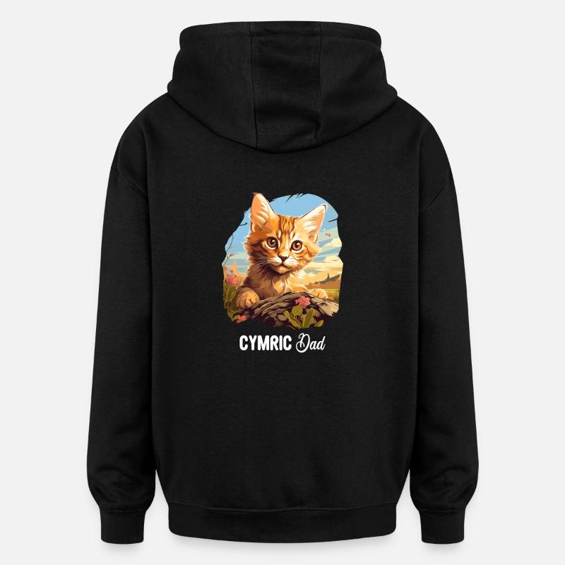 Cymric Kitten Cymric Cat - Sweat à capuche oversize unisexe - noir