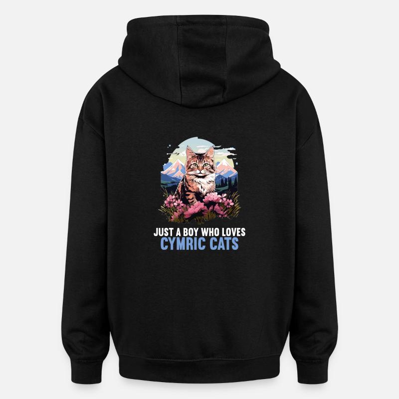 Cymric Kitten Cymric Cat - Sweat à capuche oversize unisexe - noir