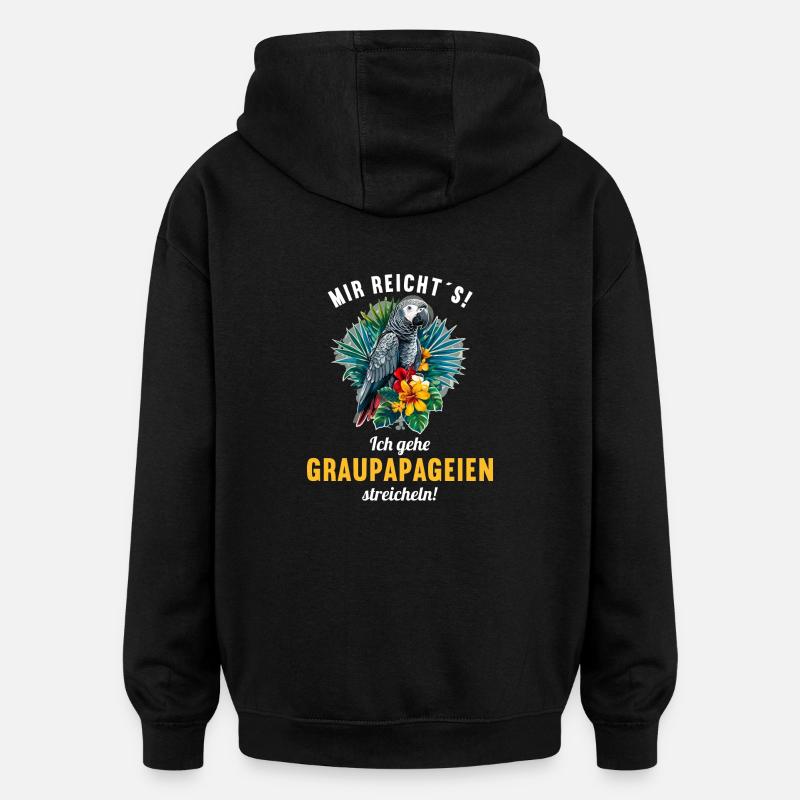 Perroquets gris d’Afrique - Sweat à capuche oversize unisexe - noir