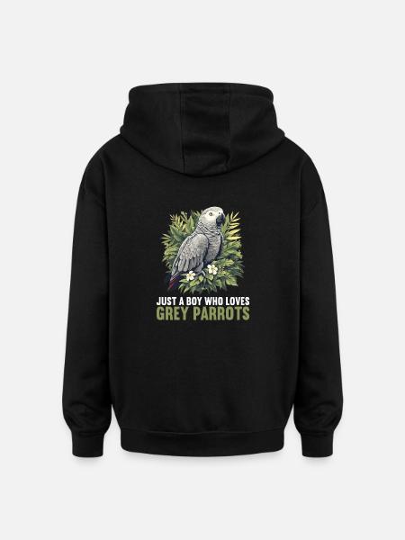 African grey parrots - Oversized Unisex Hoodie - black