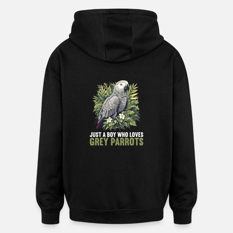 Perroquets gris d’Afrique - Sweat à capuche oversize unisexe - noir
