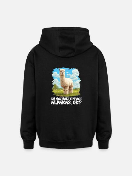 Alpaca Alpacas Alpaca - Oversized Unisex Hoodie - black
