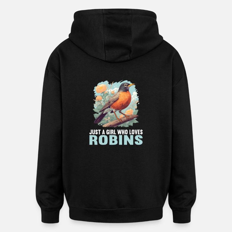 Robin Rotkehlchen - Oversized Unisex Hoodie - black
