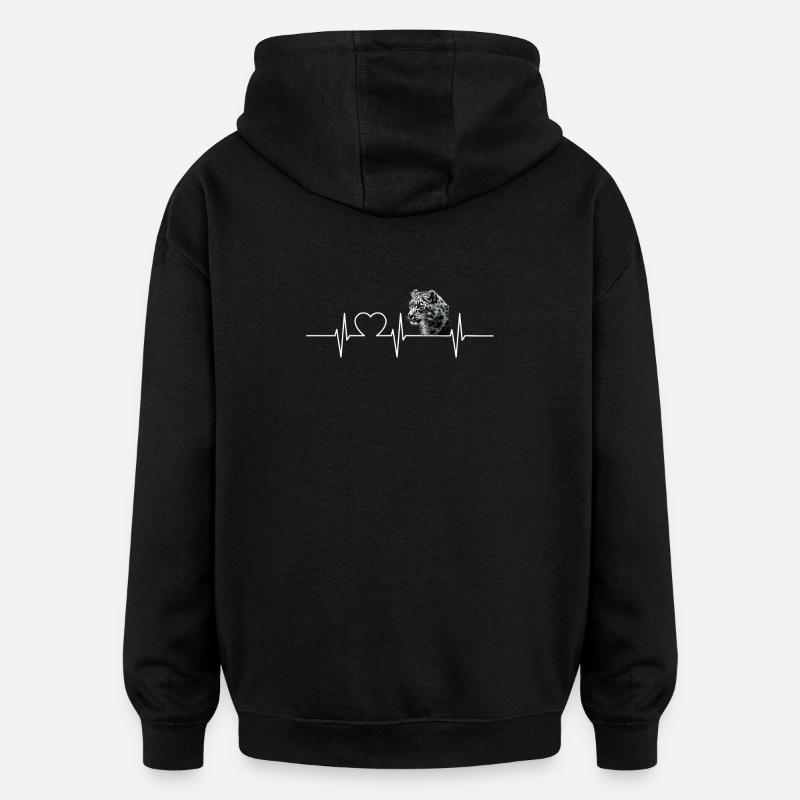 Léopard des neiges Schneeleoparden Schneeleopard - Sweat à capuche oversize unisexe - noir