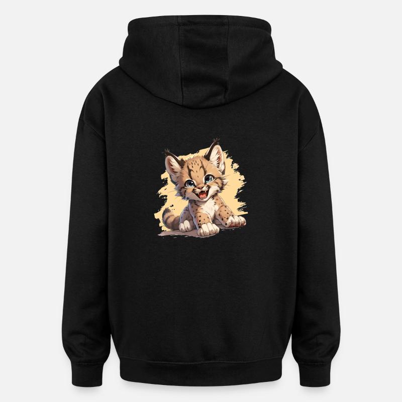 Lynx Luchse Luchs - Sweat à capuche oversize unisexe - noir