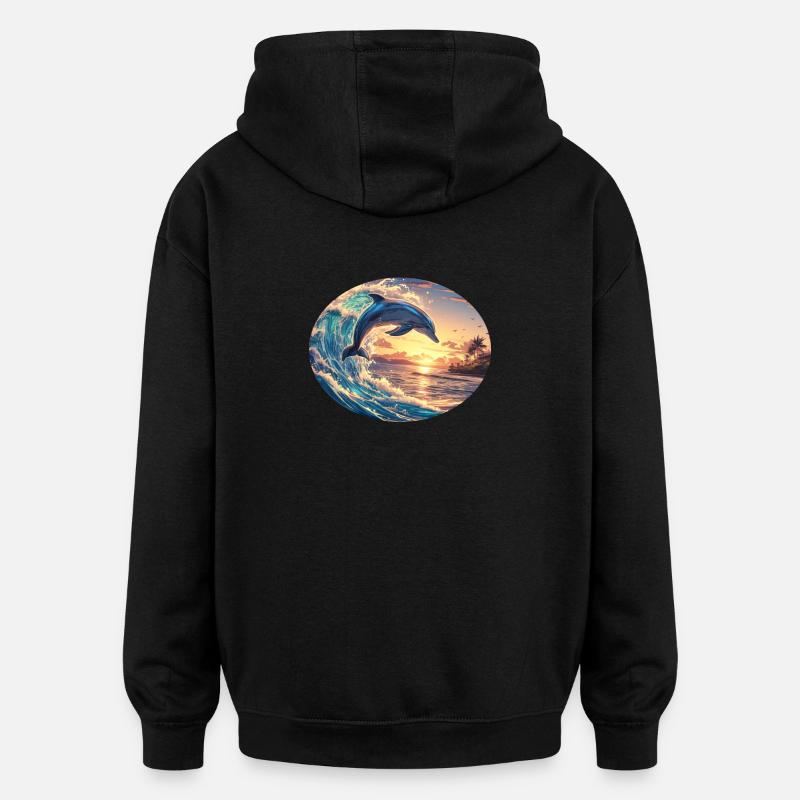 Dolphin Dolphins Dolphin - Oversized Unisex Hoodie - black