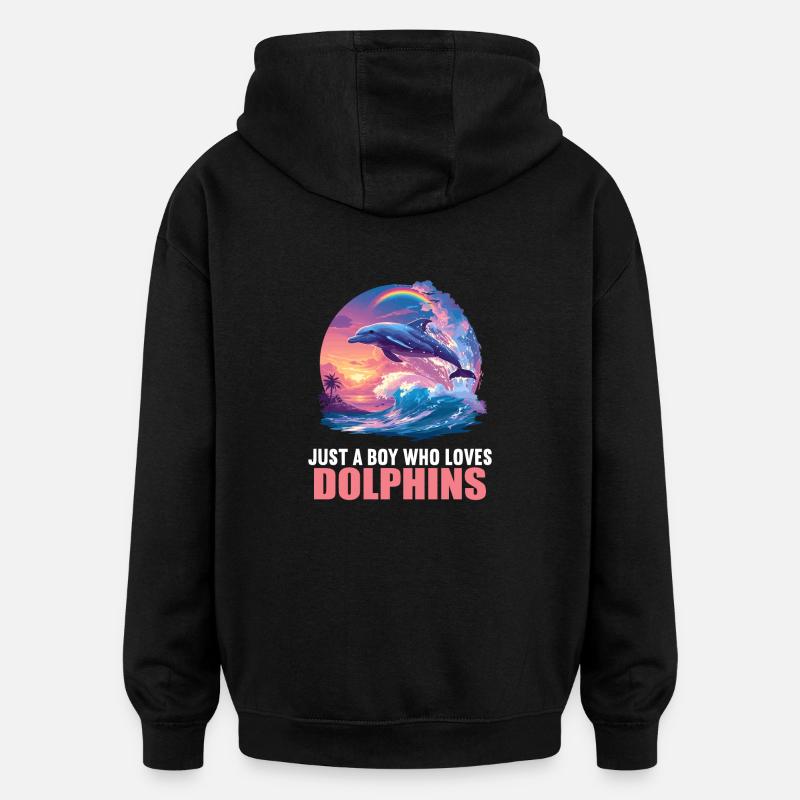 Dolphin Dolphins Dolphin - Oversized Unisex Hoodie - black