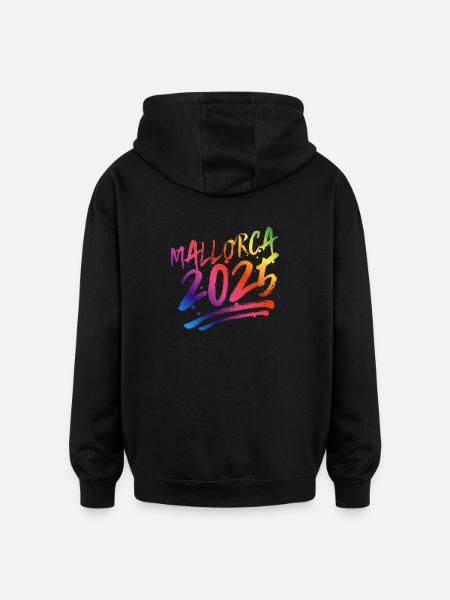 Mallorca 2025 Bunt - Oversized Unisex Hoodie - Schwarz