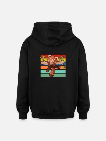 Red panda - Oversized Unisex Hoodie - black
