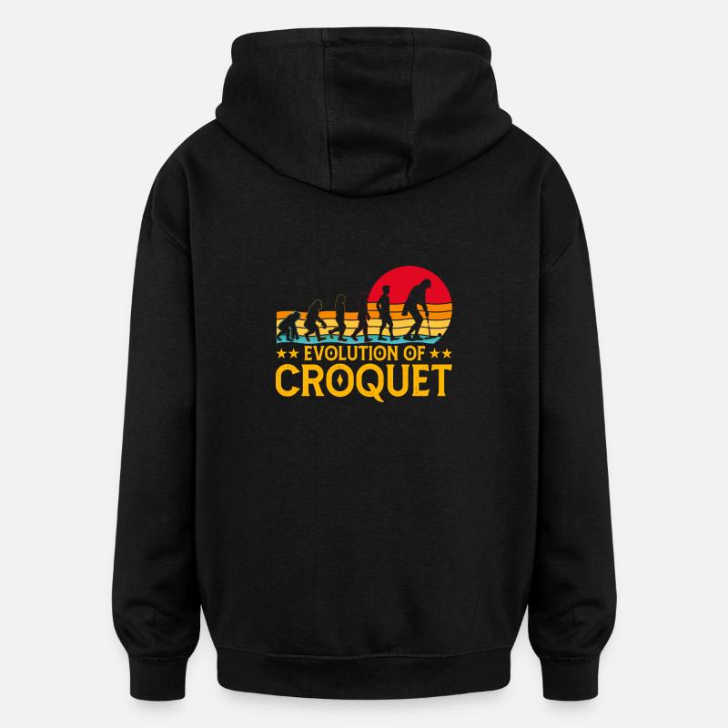 Évolution du croquet - Sweat à capuche oversize unisexe - noir
